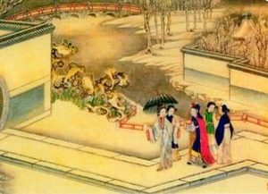 红楼梦第八回：比通灵金莺微露意，探宝钗黛玉半含酸