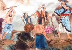 “大禹治水”故事中，洪水发生的原因是什么？相关人物有哪些？